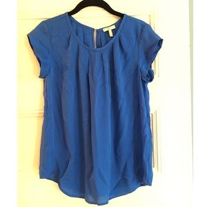 Joie Blue Short Sleeve Silk Blouse sz xs